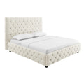 Cadru pat bej din tesatura 180 x 200 Chesterfield Paris