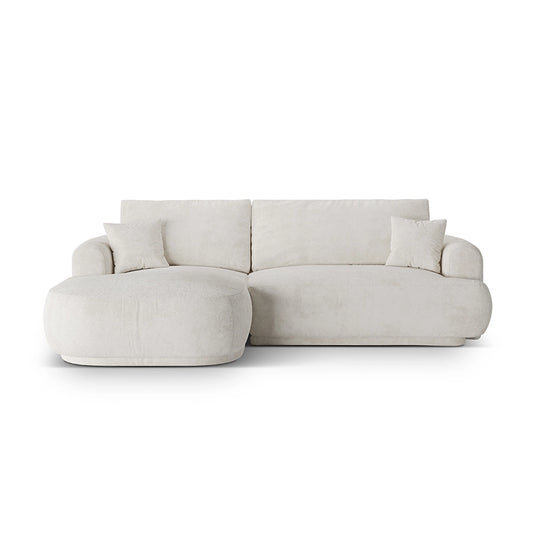 Canapea bej extensibila cu colt boucle Ella Left