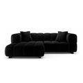 Canapea cu colt extensibila neagra din catifea Left Opus