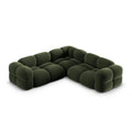 Canapea cu colt verde din catifea Symmetrical Loretto