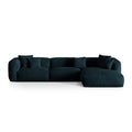 Canapea deep petrol cu colt din catifea Right Martina