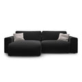 Canapea extensibila neagra din catifea Victor Left