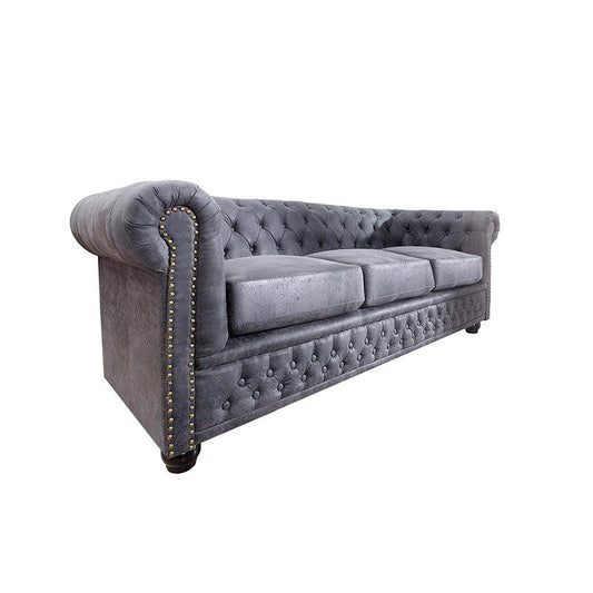 Canapea gri de 3 locuri Chesterfield Invicta Interior - Poetic Store