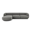 Canapea gri deschis cu colt din catifea Left Miley - Poetic Store