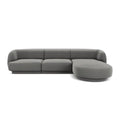 Canapea gri deschis cu colt din catifea Right Miley - Poetic Store