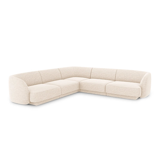 Canapea ivory cu colt din chenille Simetrical Miley