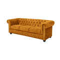 Canapea mustar din catifea 205 cm Chesterfield
