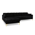 Canapea neagra cu colt din catifea Left Mamaia - Poetic Store