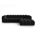 Canapea neagra cu colt din catifea Right Lupine