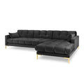 Canapea gri inchis cu colt din catifea Right Mamaia - Poetic Store