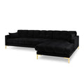 Canapea neagra cu colt din catifea Right Mamaia - Poetic Store