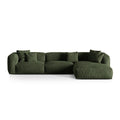 Canapea verde cu colt din catifea Right Martina