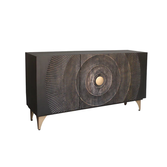 Comoda neagra din lemn 140 cm Golden Sunset