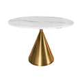 Masa dining alba gold cu aspect de marmura 130 Elegancia