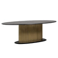 Masa dining gold neagra din marmura 235 cm Ironville