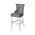 Scaun bar gri din catifea Castle Deluxe Invicta Interior - Poetic Store
