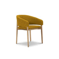 Scaun dining galben din material buclat Dua