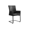 Scaun dining negru cu brate din piele Samson