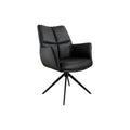 Scaun dining negru rotativ din piele Papillon