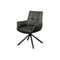 Scaun dining rotativ negru din piele Signature