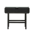 Noptiera neagra din lemn de tec 80x90x35 cm Nordal