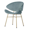 Scaun dining albastru deschis din velur Cheri Gold Iker1