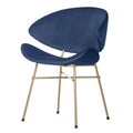 Scaun dining albastru din velur Cheri Gold Iker1