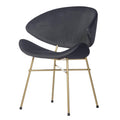 Scaun dining gri inchis din velur Cheri Gold Iker1