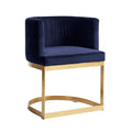 Scaun catifea albastra si alama Lounge Dinner Nordal