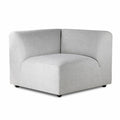 Colțar modular drept gri deschis din poliester cu design minimalist și linii rotunjite.