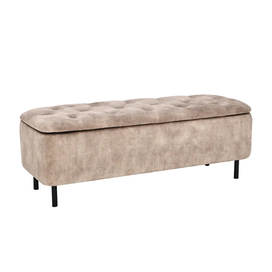 Banca bej cu depozitare din catifea 120 cm En Vogue