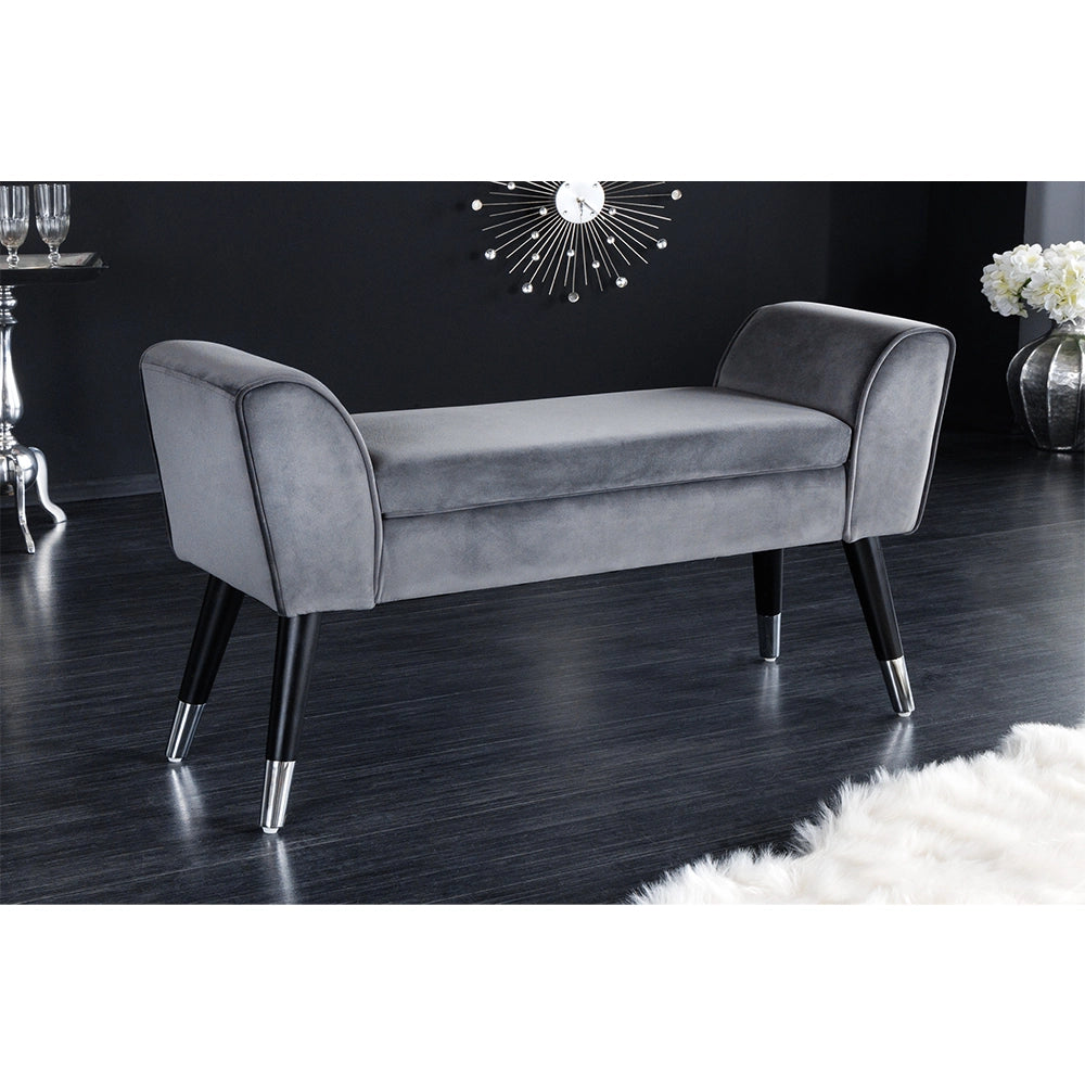 Bancheta gri din catifea Scarlett Invicta Interior