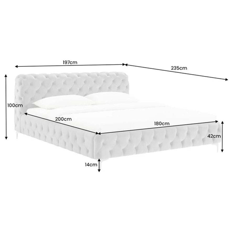 Cadru pat gri din catifea 180 x 200 Modern Barock