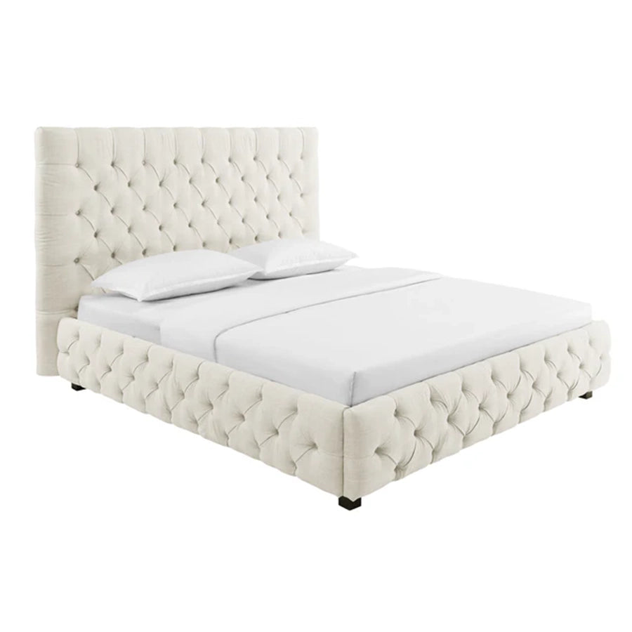 Cadru pat bej din tesatura 180 x 200 Chesterfield Paris
