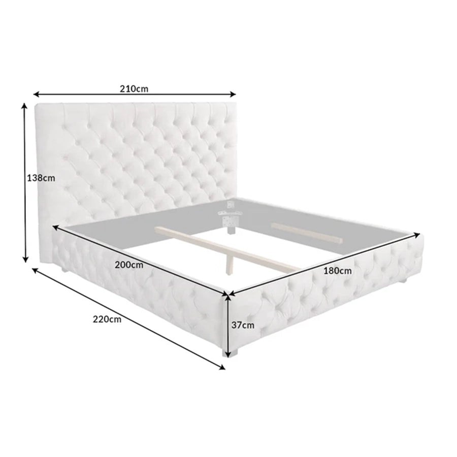 Cadru pat bej din tesatura 180 x 200 Chesterfield Paris