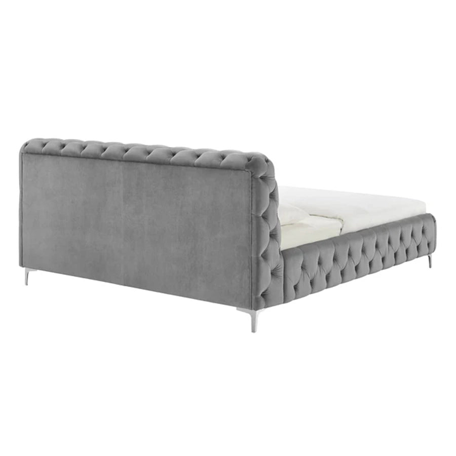 Cadru pat gri din catifea 180 x 200 Modern Barock