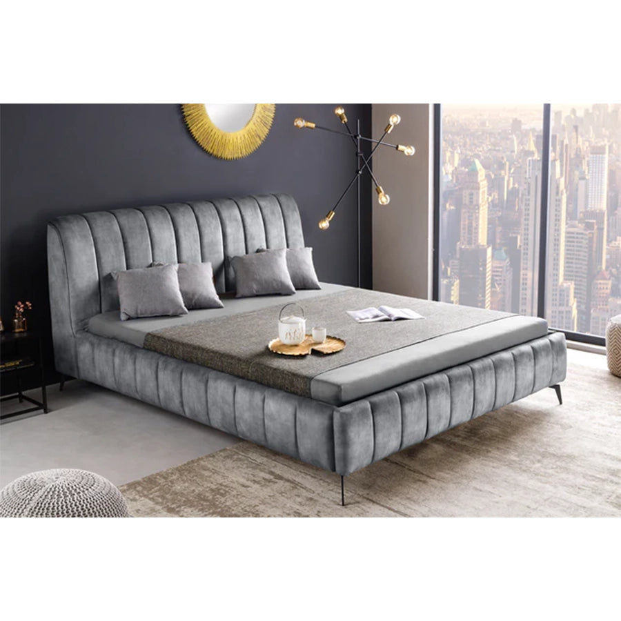 Cadru pat gri din catifea 180 x 200 Amsterdam