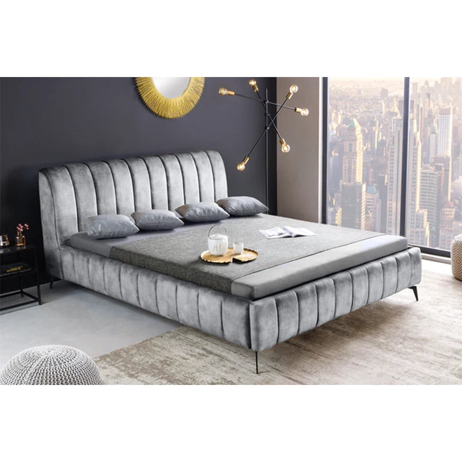 Cadru pat gri din catifea 180 x 200 Amsterdam