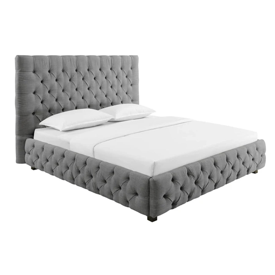 Cadru pat gri din tesatura 180 x 200 Chesterfield Paris