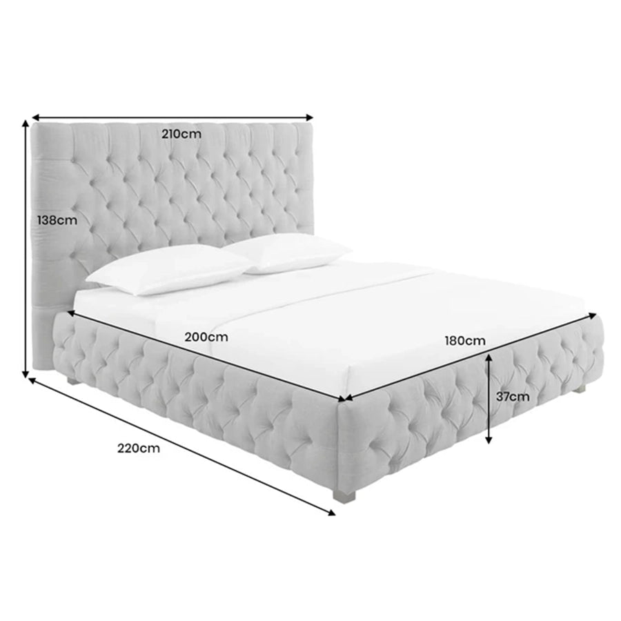 Cadru pat gri din tesatura 180 x 200 Chesterfield Paris