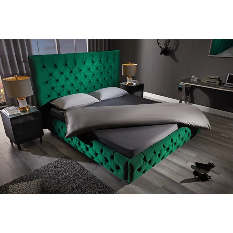 Cadru pat verde din catifea 180 x 200 Chesterfield Paris