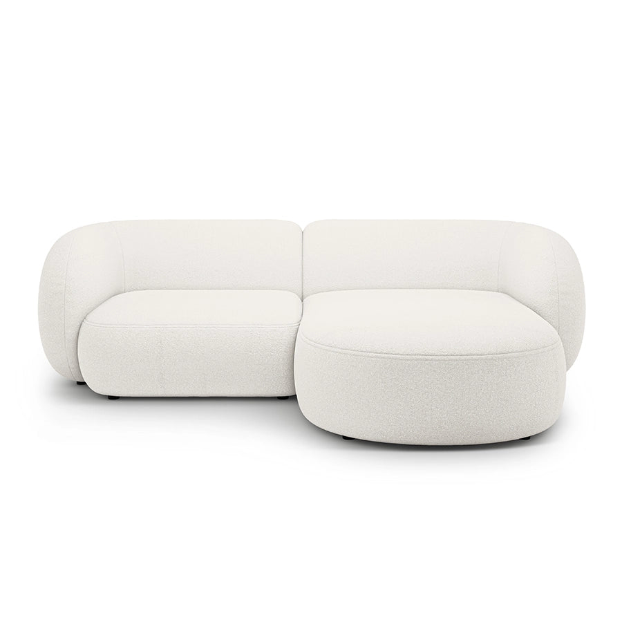 Canapea alba cu colt 255 cm Boucle Kate Right