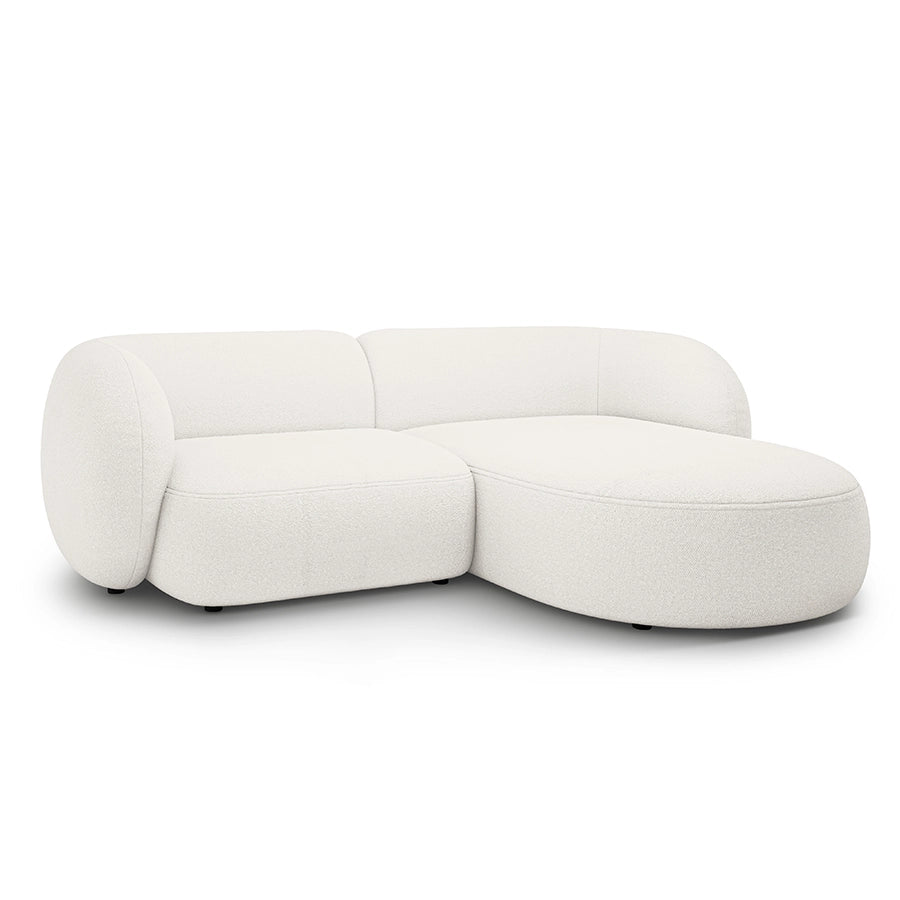 Canapea alba cu colt 255 cm Boucle Kate Right