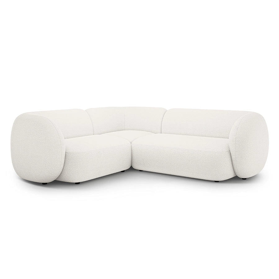Canapea alba cu colt boucle Domo Left