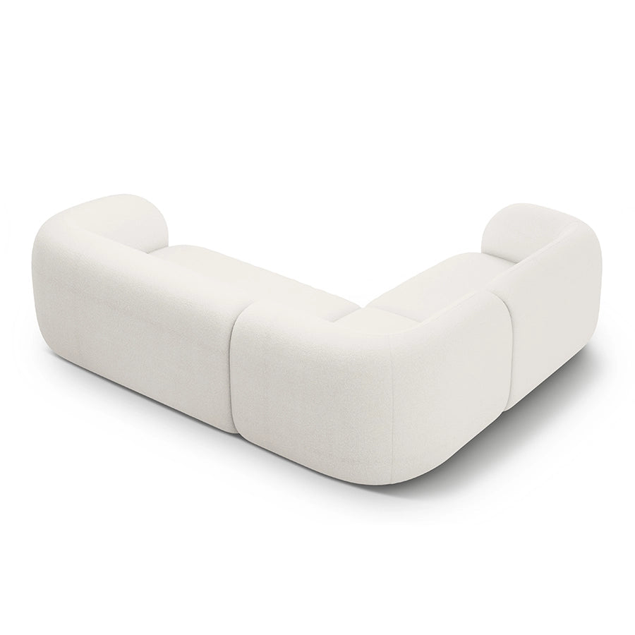 Canapea alba cu colt boucle Domo Left