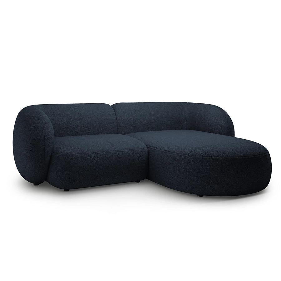 Canapea albastra cu colt 255 cm Boucle Kate Right