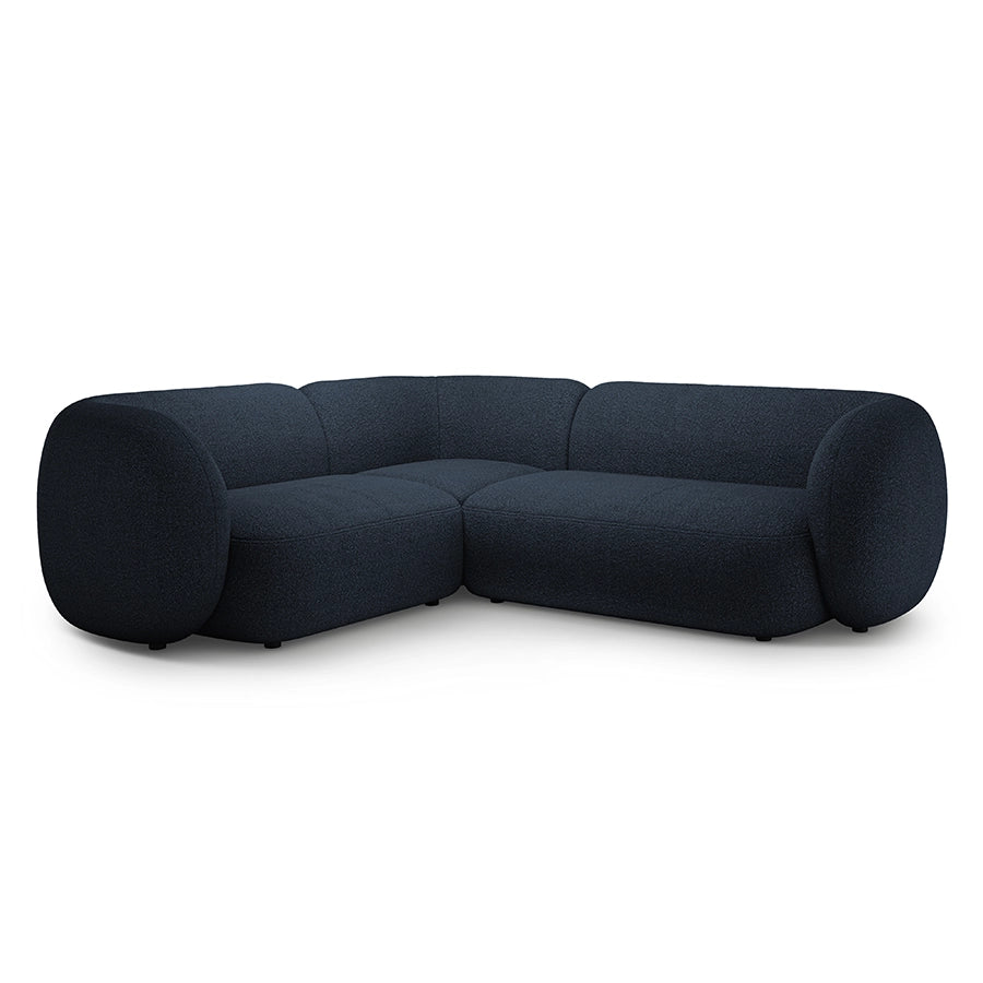 Canapea albastra cu colt boucle Domo Left