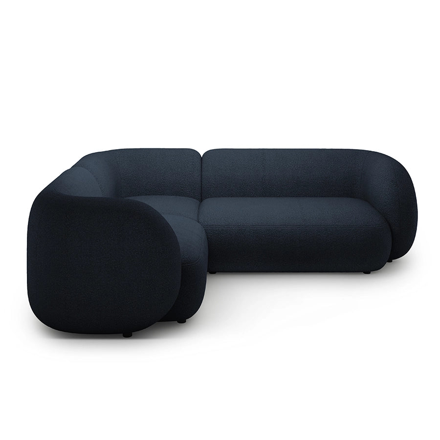 Canapea albastra cu colt boucle Domo Left