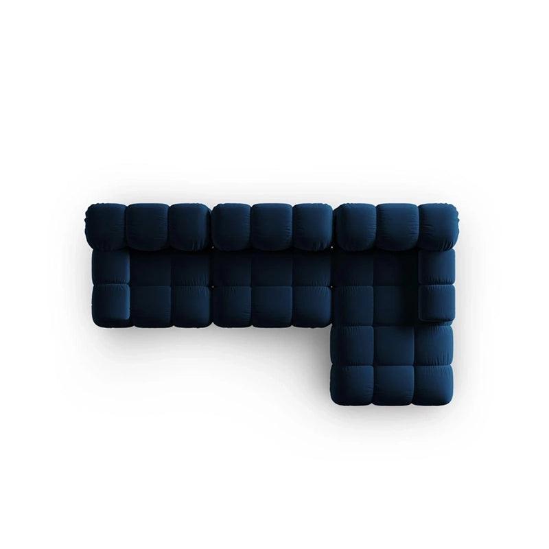 Canapea albastra cu colt din catifea Right Bellis - Poetic Store