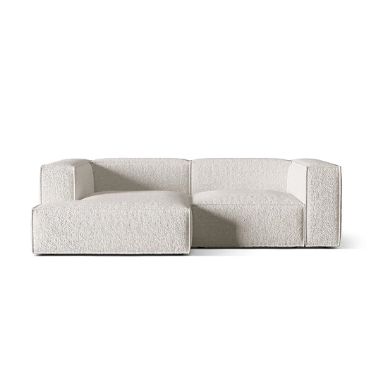 Canapea bej cu colt din material buclat Nuria Left